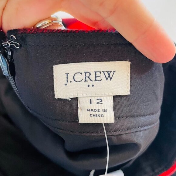 NWT J. Crew Skirt Buffalo Plaid Red Black Wool A Line Holiday Knit Sweater Boot - Picture 7 of 10